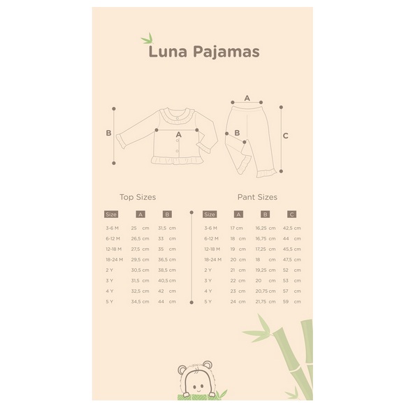 Bamboo and Bub Luna Pajamas - Sleep Suit Baju Tidur Anak Bayi Lengan Panjang Piyama Sleepsuit Baju Tidur