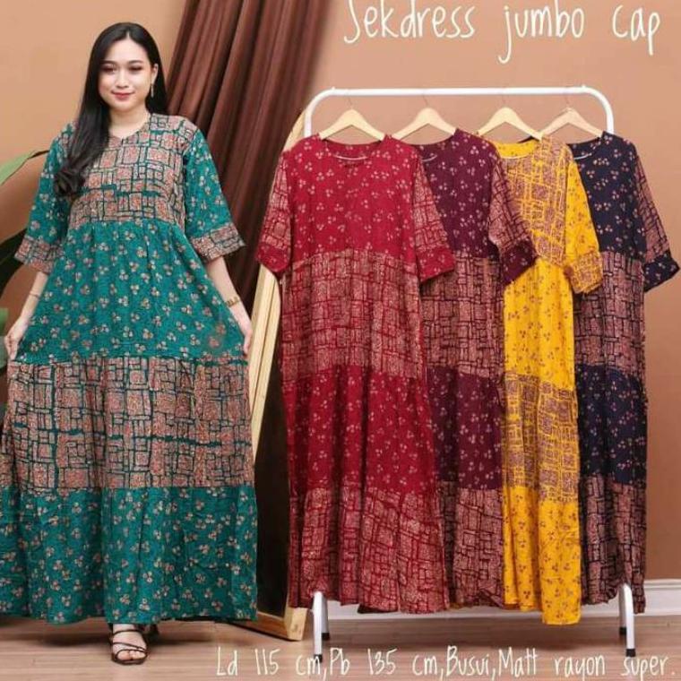 BOOMING Daster Busui Lengan 3/4 Jumbo LD 120 Tali Samping Dress Maura Panjang Rayon Premium A