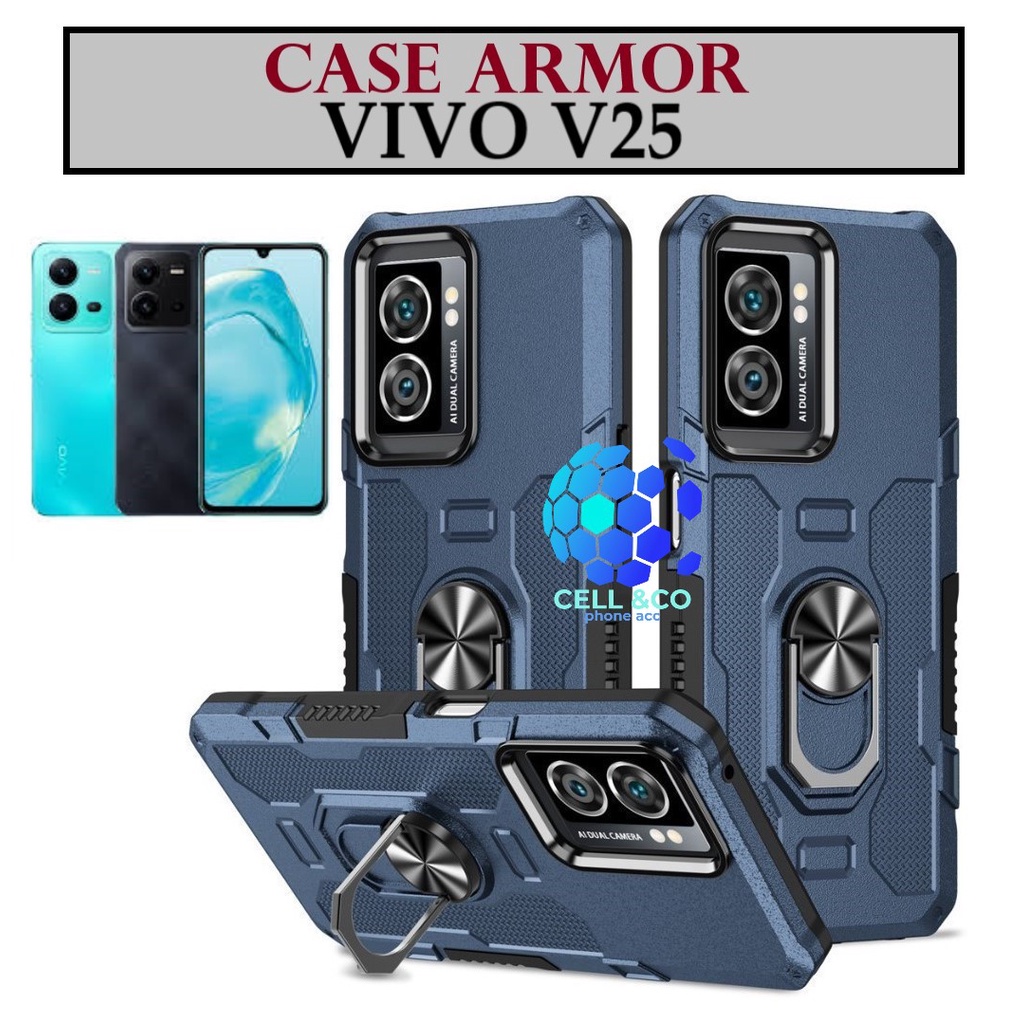 Case Armor VIVO V25 Iring Cincin Magnetic Kesing Hp Protect kamera Premium Hard Case Standing Robot Pelindung Kamera