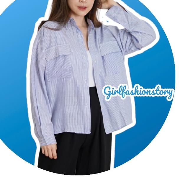 ☪ GFS MD KEMEJA POCKET OVERSIZE SALUR ❀