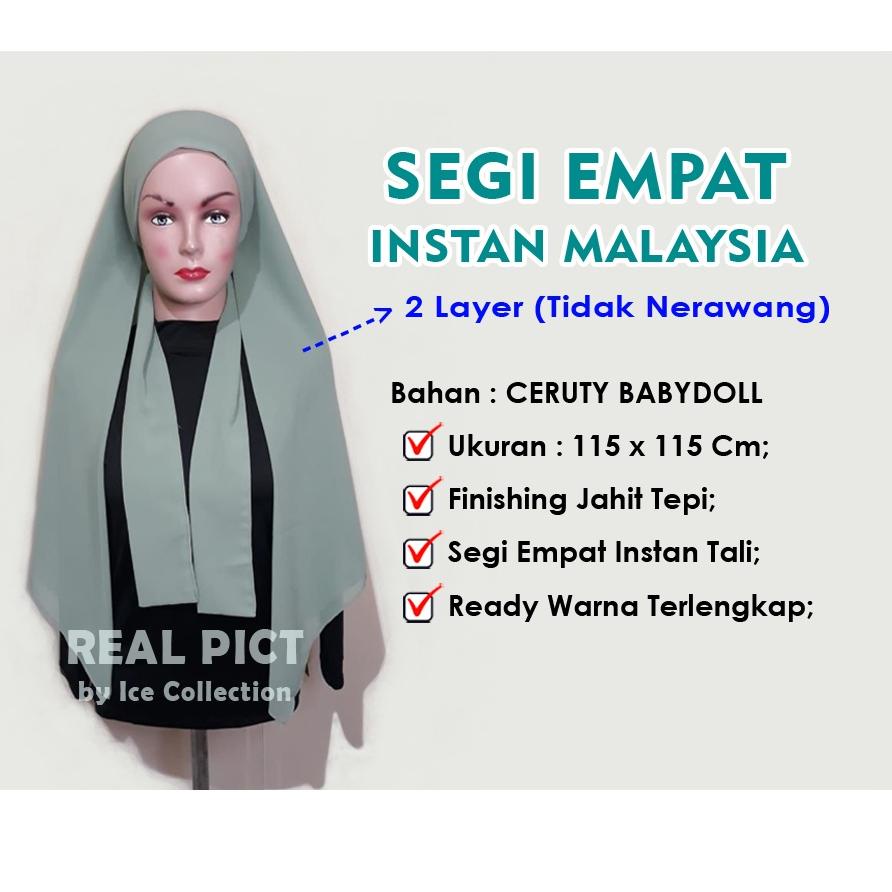 COD✔️ Terbaru Segi Empat Instan Malaysia Melayu Malay Ikat Tali Ceruty BabyDoll Premium Segiempat Se