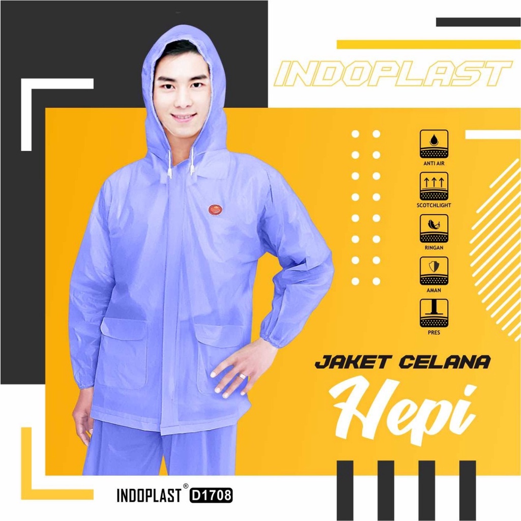 FELWINSHOP Jas Hujan Murah Hepi Bahan PVC Lentur Jaket Celana Dewasa Mirip Midi dan Ceria