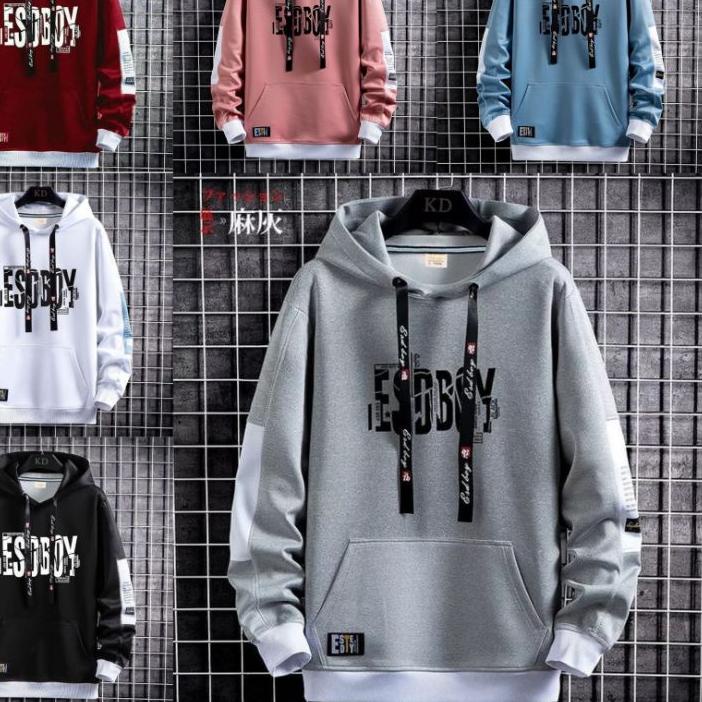 ❀ Jaket Sweater Hoodie Pria Esoboy Size M-L-XL || Hoodie Pria ESDBOY Sweater Hitam Putih Abu Maroon 