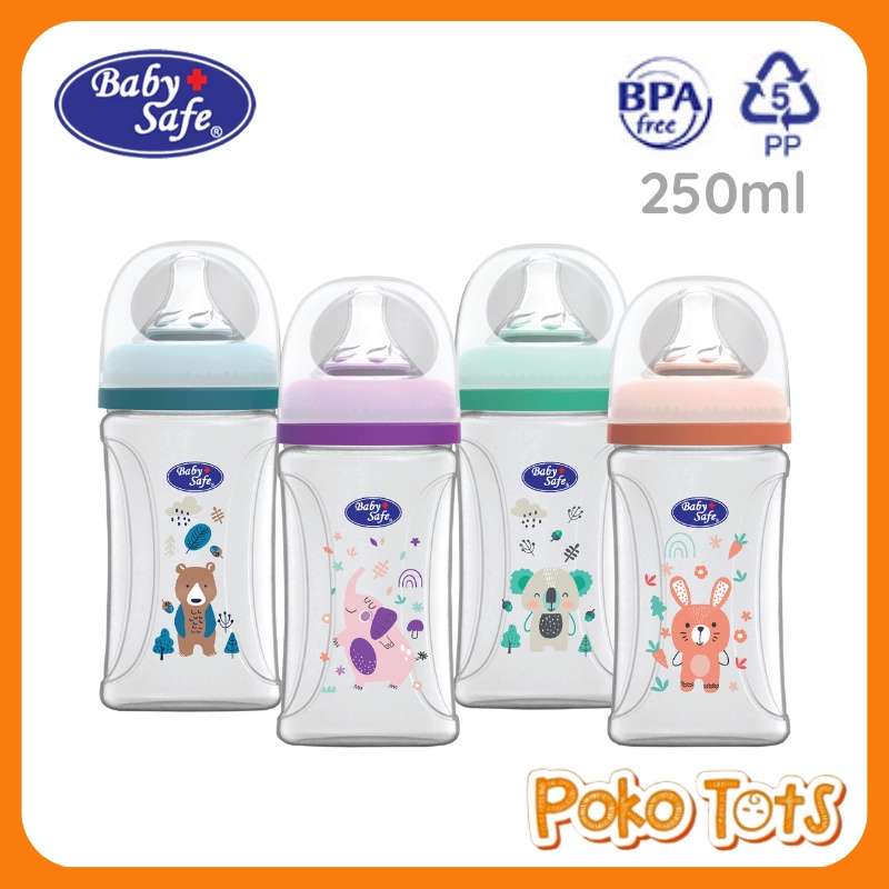 Baby Safe Wide Neck Bottle 250ml Botol Susu Bayi Wideneck Bottle WN08 Baby Safe WHS