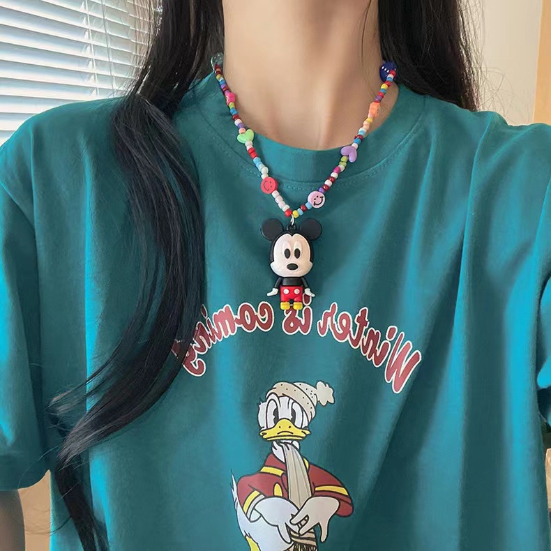 Kalung Tikus Keren Manis Pelangi Manik-Manik Warna-Warni Kartun Hip Hop Rantai Klavikula