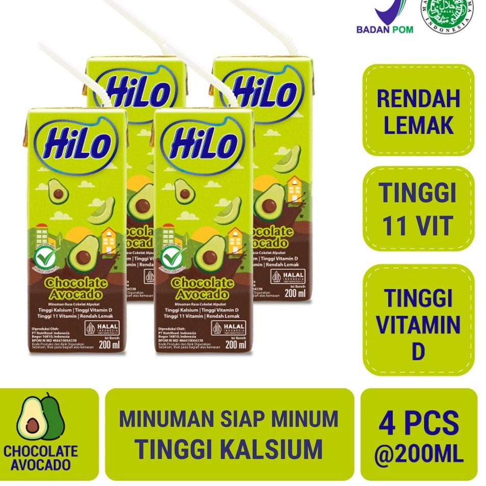 

Pasti Laku 4 Pack - HiLo Chocolate Avocado Ready to Drink 200ml - Minuman Siap Minum Tinggi Kalsium