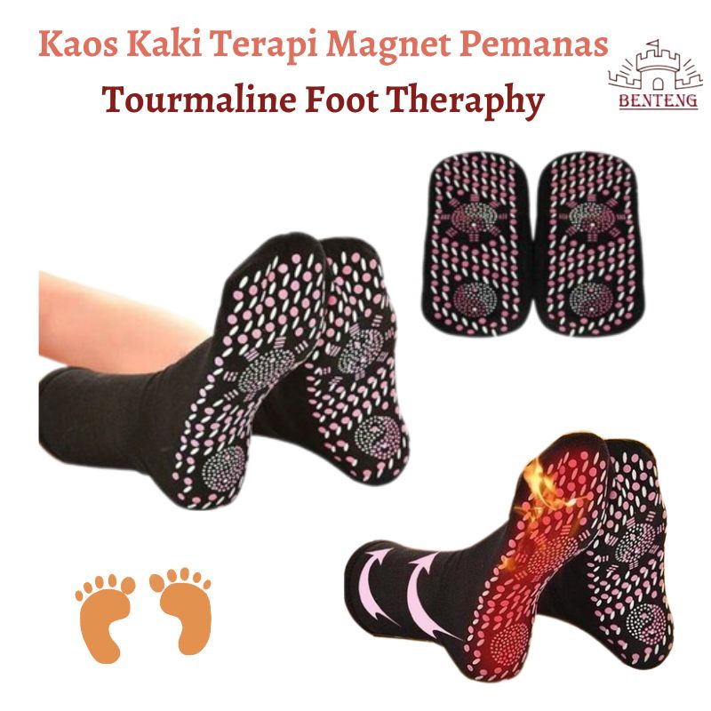 TOS6 -Sepasang Kaos Kaki Terapi Magnet Pemanas Tourmaline Foot Therapy