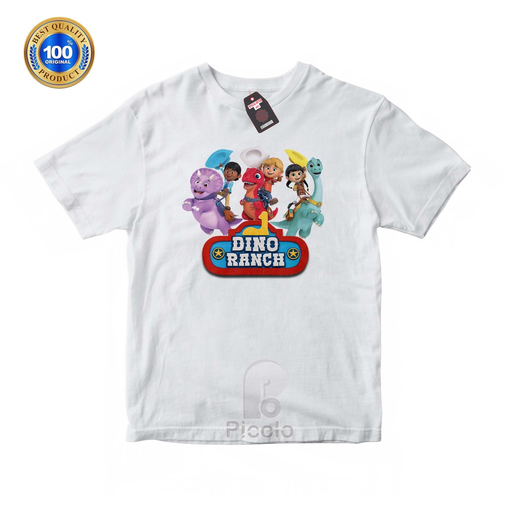 (FREE NAMA) BAJU KAOS ATASAN ANAK MOTIF KARTUN DINO RANCH UNISEX Bahan COTTUN