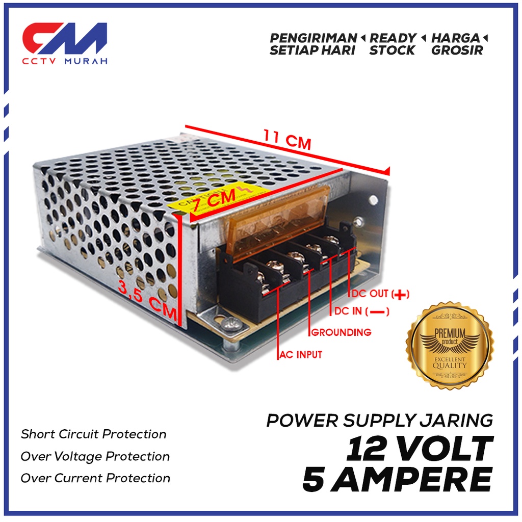 POWER SUPPLY 5A/12V JARING Switching Power Supply PSU 12V 5A High Quality, 12 Volt 5 Ampere Jaring Adaptor