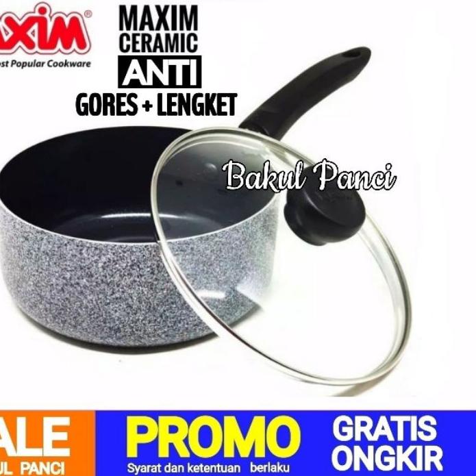 ❀ MAXIM CERAMIC - SAUCE PAN 16 / 18 CM + TUTUP - MAXIM NEOSTONE - PANCI WOK PAN FRYPAN FRY PAN GRANI