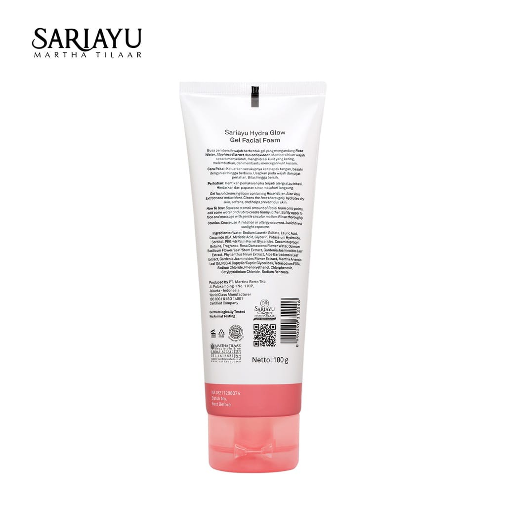 Sariayu Hydraglow Gel Facial Foam - Tube 100gr