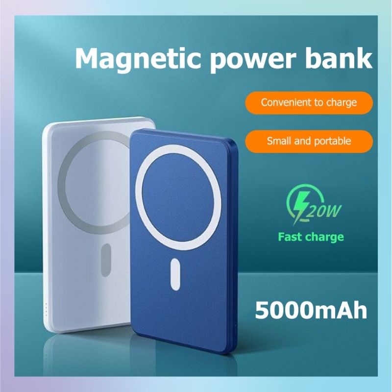 (COD,Pengiriman cepat, dikirim dari Jakarta)Magsafe Charger Powerbank 5000mah Magnetic Baterai Kembali Fast Charging Powerbank with Panggilan Digital for Powerbank 0111