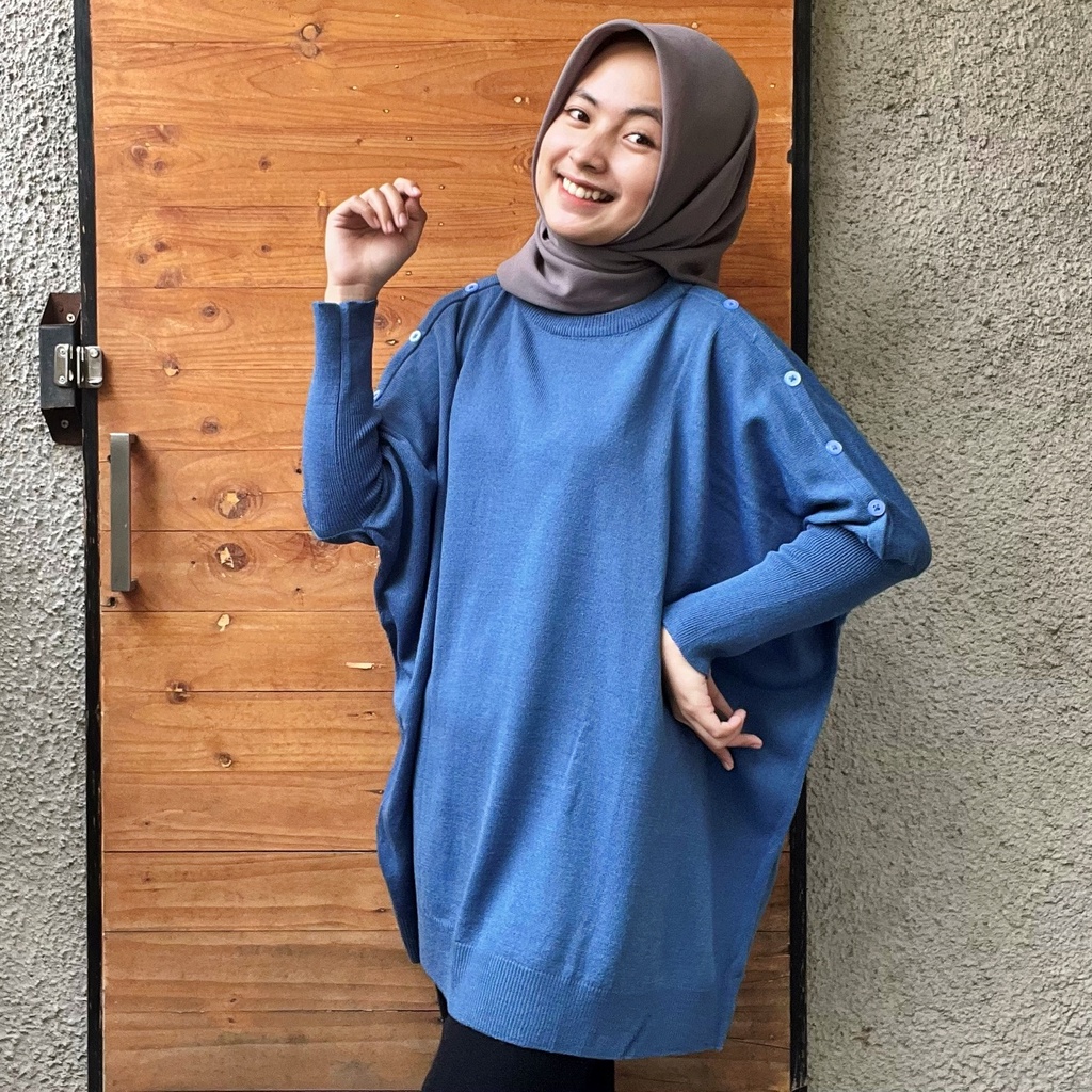 Diera Batwing Knit Blouse Oversize - Blouse Rajut Oversize