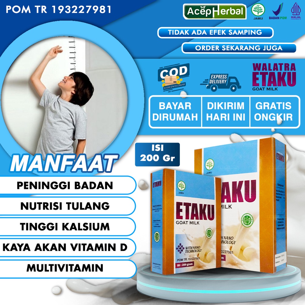 Etaku Goatmilk Vitamin Peninggi Badan Anak Dan Dewasa Penguat Tulang Dan Gigi Tinggi Kalsium Susu Nu