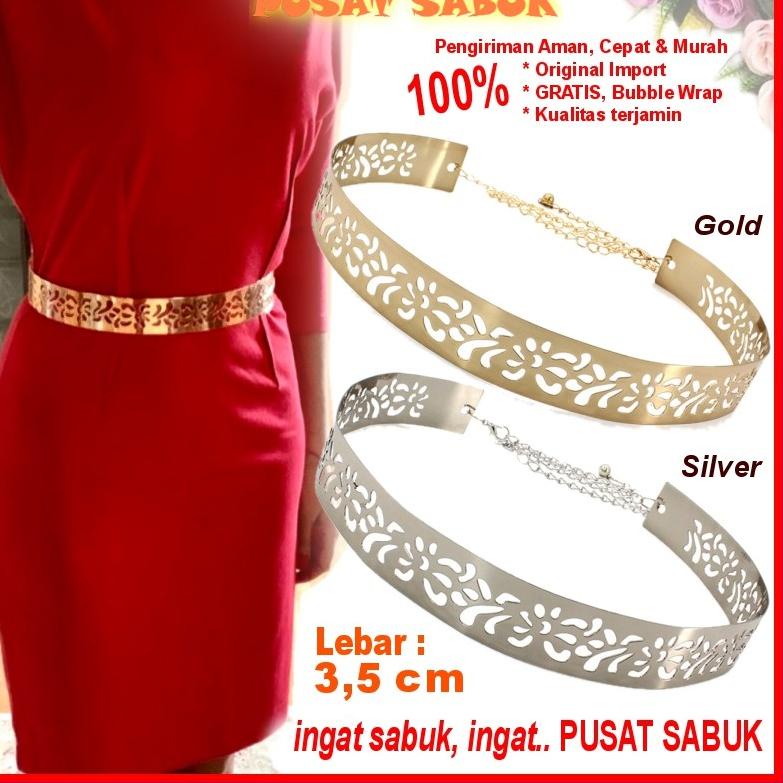 BIG SALE Ikat ggang Sabuk Belt Plat Gesper Wanita Rantai Fashion Korea Cewek Obi Ring  GOLD Gasper K