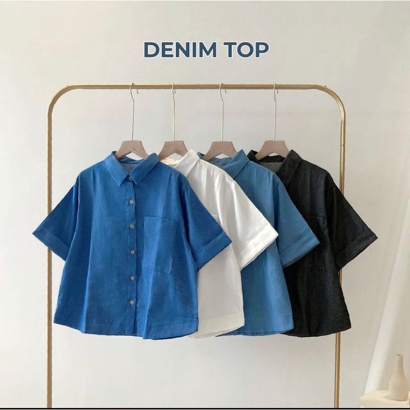 Kemeja Wanita Denim / Atasan Wanita Shortsleve Denim - VB Fashion