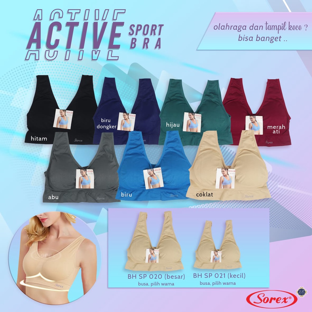 Miniset Busa Olahraga Sorex Bebas Pilih Warna SP 020 021 Polos - Sport Bra Aerobic Wanita Dewasa Gym - SP020 SP021 YOGA PILATES SEPEDA Perempuan Menyerap Keringat Nyerep Kringet ABG Remaja Cepat Kering Nyaman Sguna