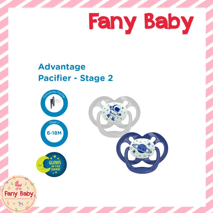 DR BROWN'S ADVANTAGE PACIFIER GLOW IN THE DARK [ 6-18M ]