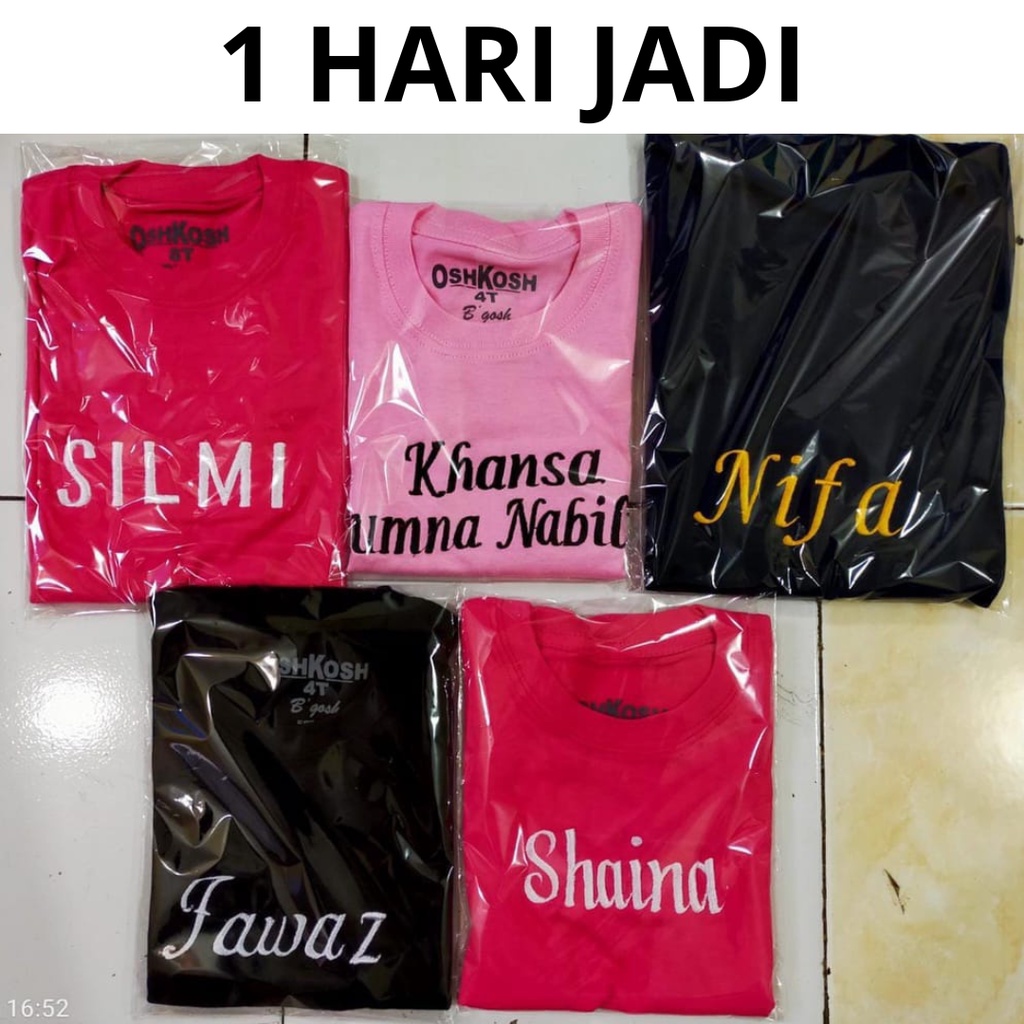 KAOS ANAK GRATIS BORDIR NAMA BEBAS 1-10 TAHUN