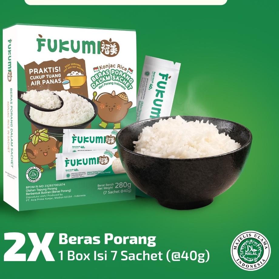 

☛ FUKUMI Beras Porang 2 Box Sachet - Shirataki/ Konjac Rice ✷