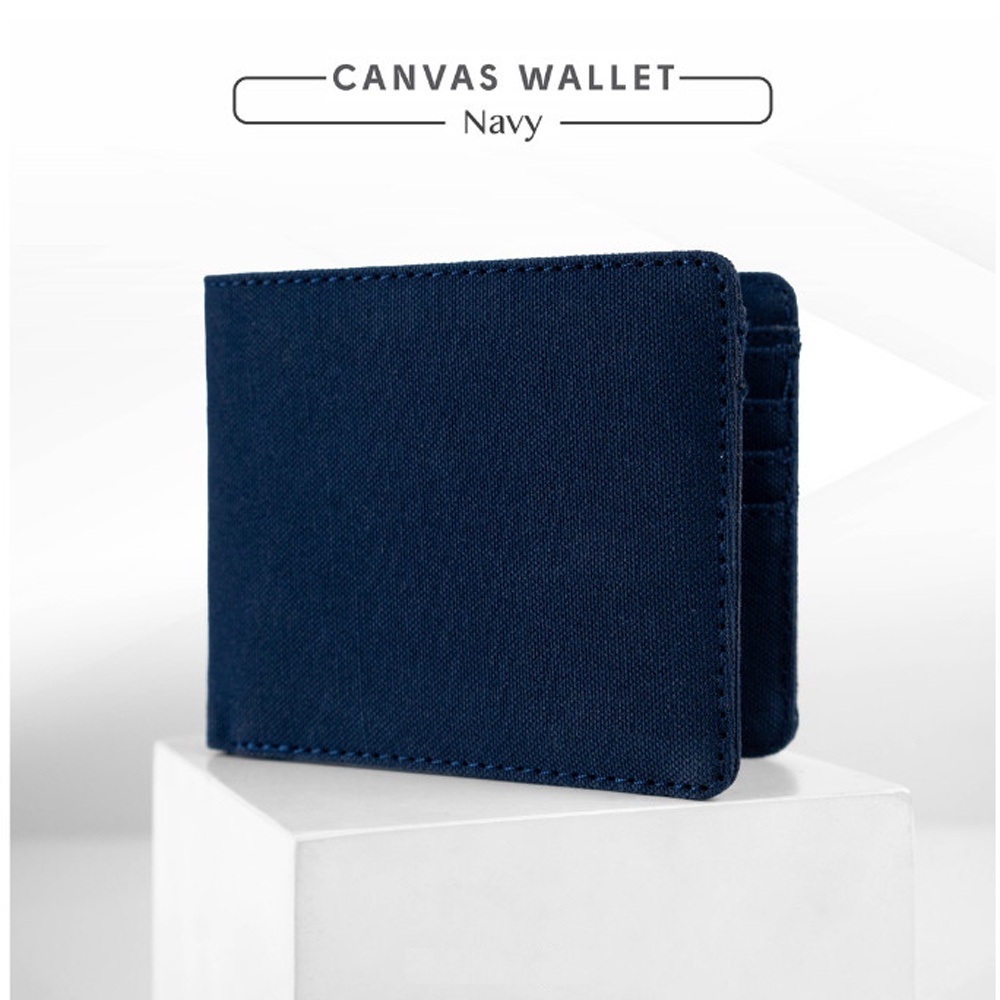 SHOPEE 9.9 SUPER SALE!! Dompet Kanvas Pendek Lipat Dua Dompet Denim Premium Men Wallet Bifold Canvas Import C-2504 BONUS BOX