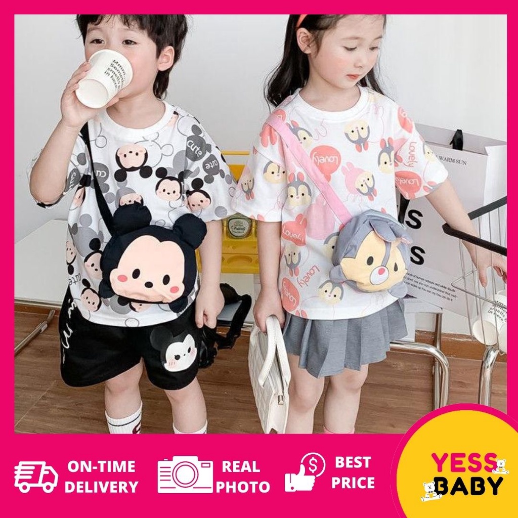 YESSBABY 1-9tahun TSUM LOTSO Gaun anak perempuan baru/versi Korea kartun rok denim dua potong palsu/rok kasual bayi perempuan/Dress baju anak cewek/baju anak perempuan 1tahun 2tahun 3tahun kado ulang tahun anak perempuan