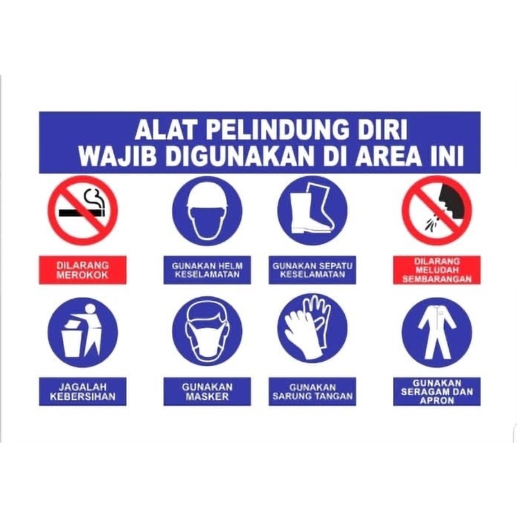 

SIGN STIKER AREA WAJIB APD ALAT PELINDUNG DIRI UK 45X30CM K3 RAMBU