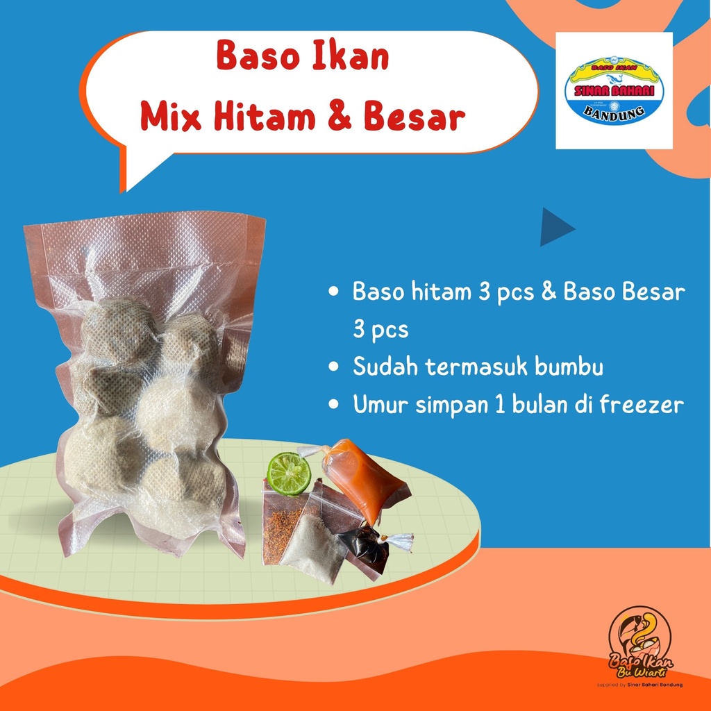 

Baso Ikan Sinar Bahari Mix Hitam (3 Pcs) & Besar (3 Pcs) + Bumbu Siap Saji