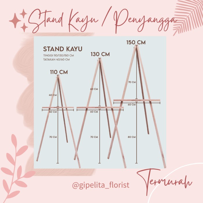 

Terlaris Standing Kayu / Stand Tripod / Papan Bunga 130 X 60 Cm Gipelita