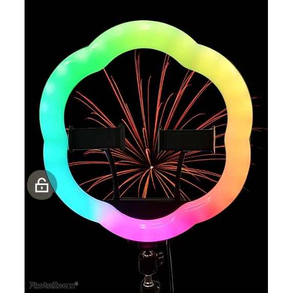 RINGLIGHT RGB FULL COLOR LC-318 + HOLDER 2PCS LAMPU LED SELFIE LIVE FOTOGRAFER KONTEN
