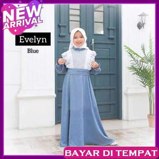 Gamis Anak Perempuan Syari Baju Cewek Dress Muslim Evelyn Dress Kids/Gamis Anak Model Terbaru/Terlar