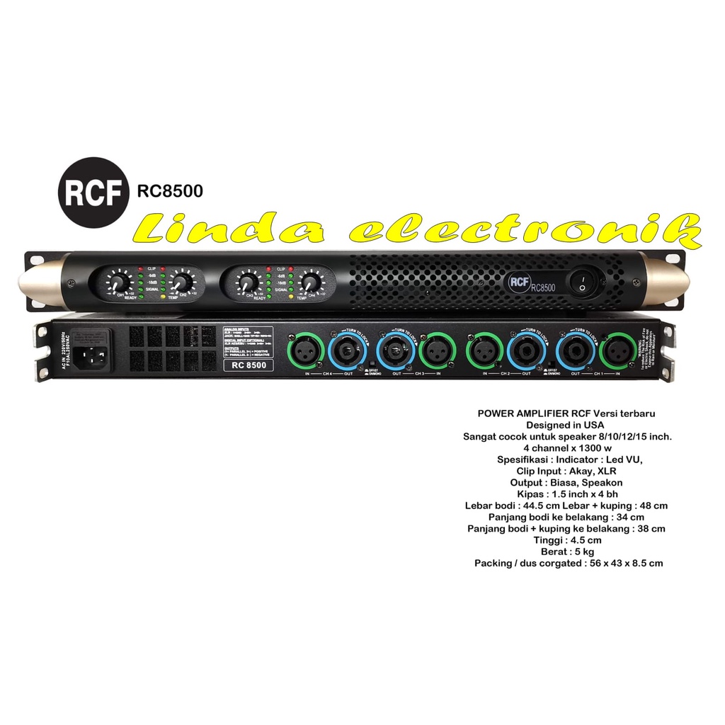 power amplifier rcf rc8500 rcf rc 8500 4 channel 1300 x 4