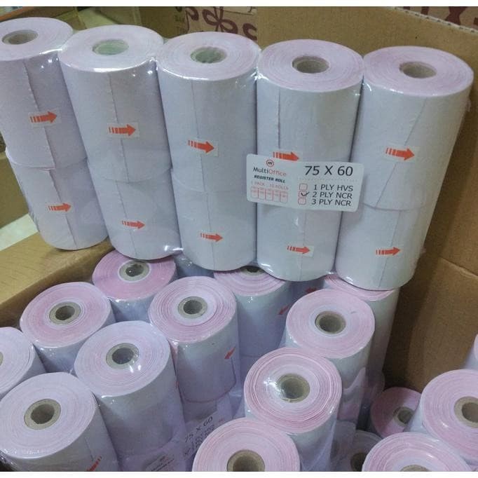 

Kertas Kasir Struk Paper Roll HVS NCR 2PLY 75x60mm POS Printer Dot Matrix 75 x 60 75x60 mm 2 Ply