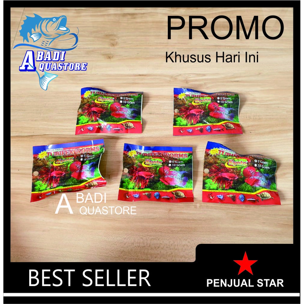 Cacing Kering KYOTO - Pakan Alami - Pakan Ikan Hias (Burayak, Cupang, Guppy, Koki, Koi, dll) - Pakan