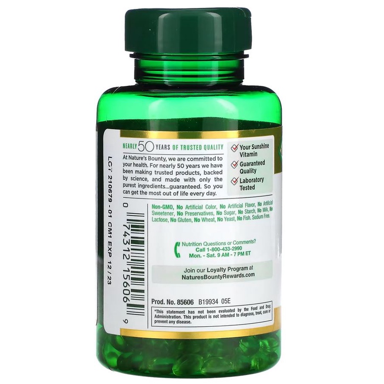 SALE MURAH Nature Bounty Vitamin. D3 1000 IU 250 Rapid Softgels Jaga Kesehatan Tulang &amp; Daya Tahan Imun ORI USA