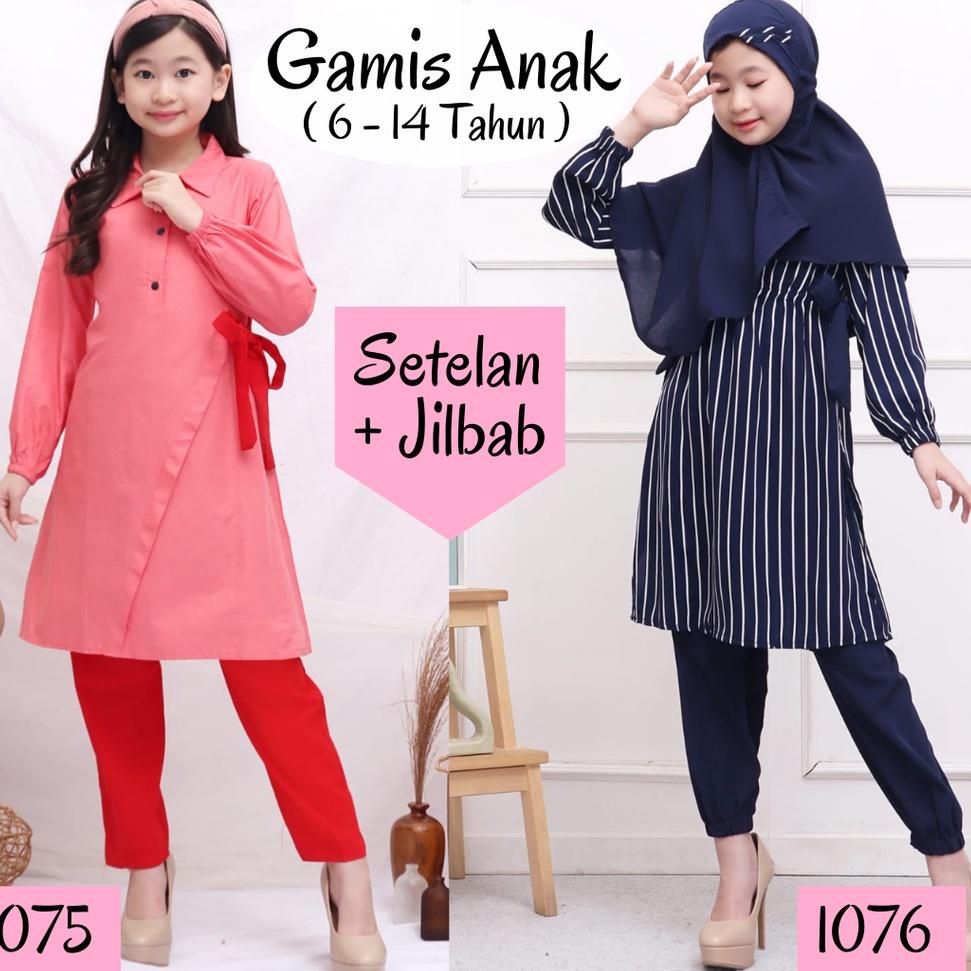 LANGSUNG ATC ( 6 - 12 TAHUN ) setelan fashion baju gamis muslim jilbab anak perempuan tanggung terba
