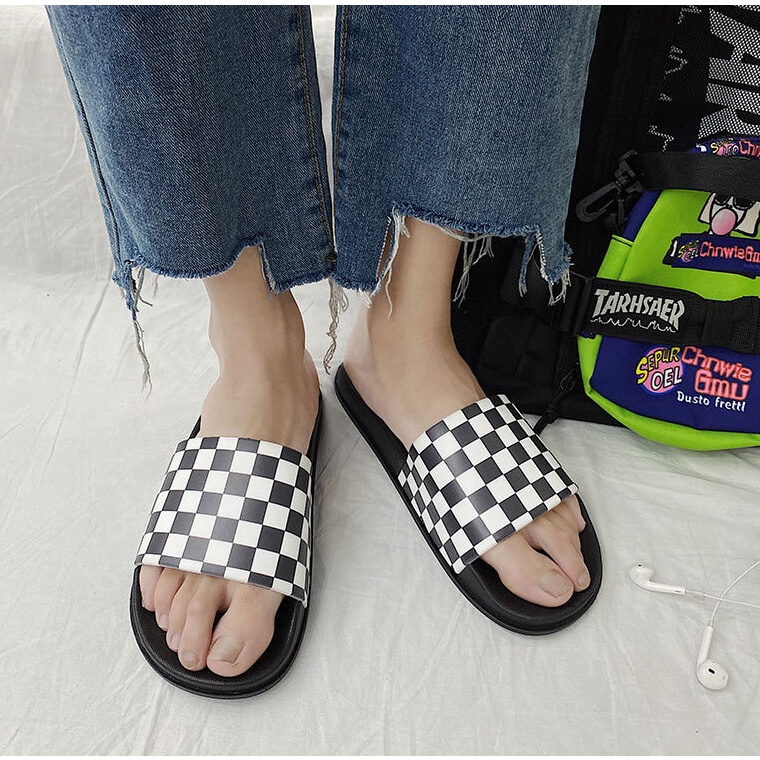 RYX - Checker Rubber Sandal Slip On Pria Fashion Casual / Jalan Jalan (NO BOX) - Ori Import