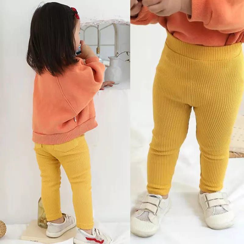 (S) Celana Legging Anak Rib Saku Belakang 0-12 Bulan