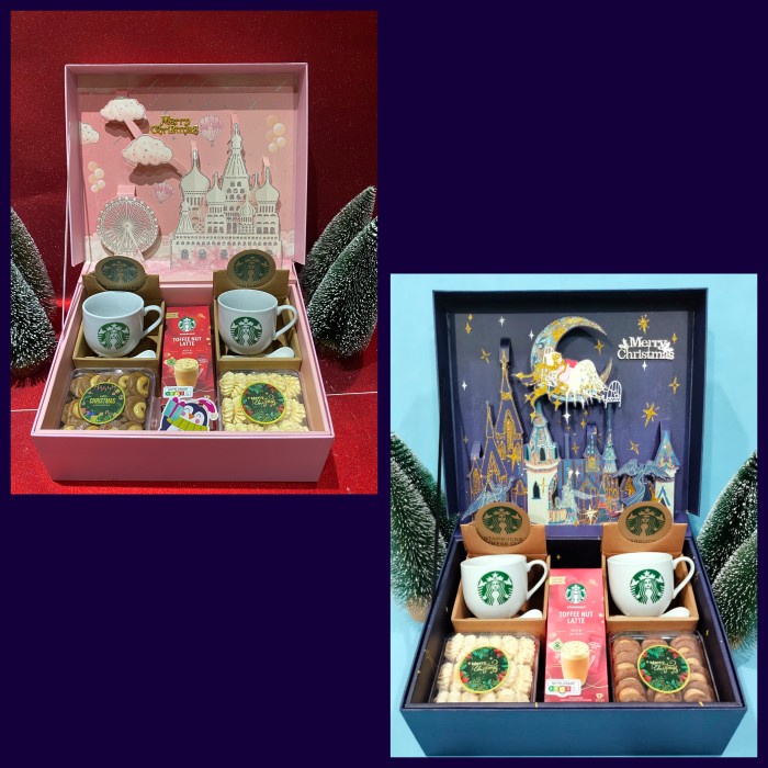 

⭐BISA COD⭐ christmas hampers gift natal parcel - Paket Starbucks, Box Biru