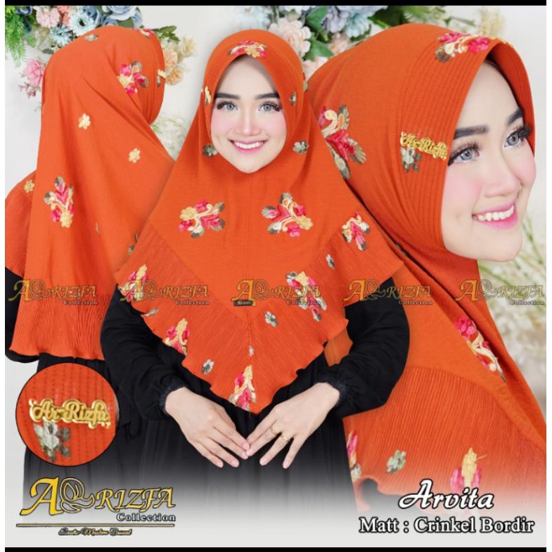 HIJAB ARVITA ORI ARIZFA HIJAB / HIJAB INSTAN ARVITA ORIGINAL ARIZFA HIJAB / HIJAB CRINGKLE BORDIR BUNGA BEST SELLER / HIJAB INSTAN WANITA TERMURAH