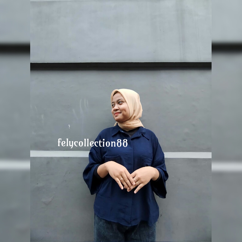 ZAVILA SHIRT CRINCLE AIRFLOW // KEMEJA CROP WANITA JUMBO SAKU 2