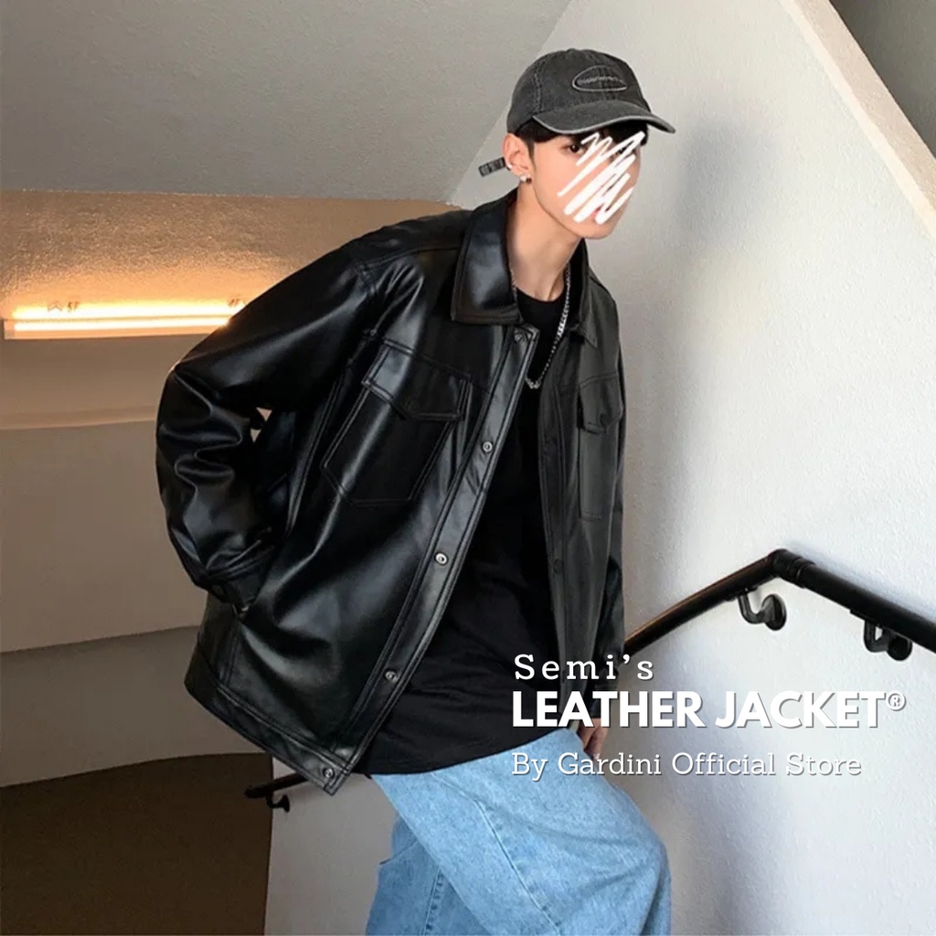 JEKET KULIT SEMI PRIA WANITA CROP ASLI PRIA ORI HITAM CEWE / JAKET KULIT PRIA ORIGINAL 100% JUMBO AS