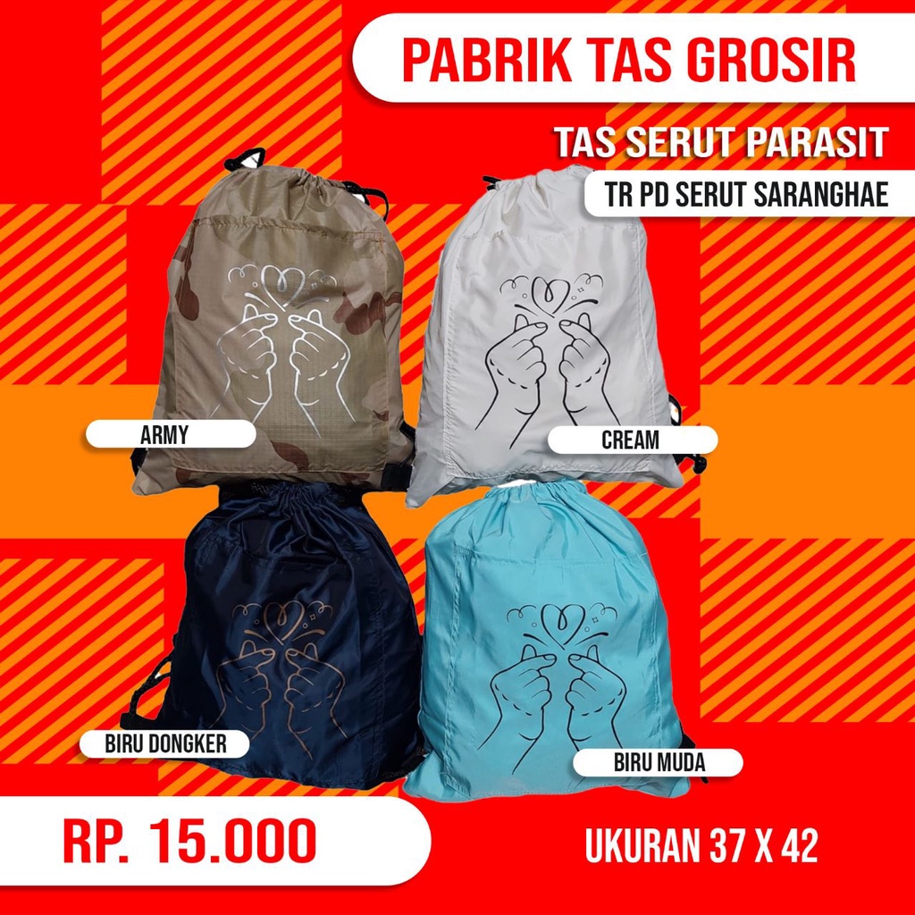 Tas Ransel Serut Tebal Parasut Laki & Perempuan Saranghae
