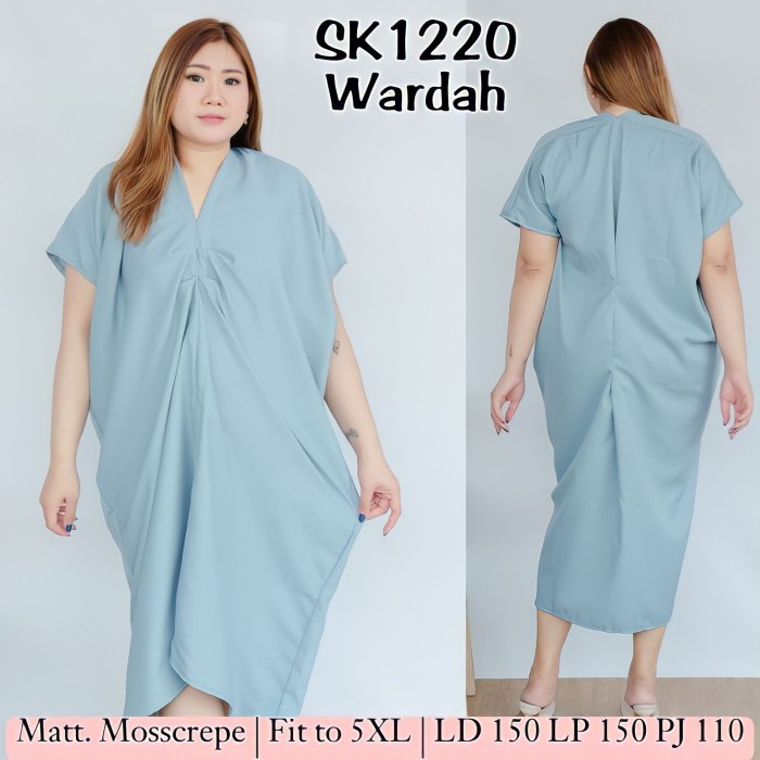 Kaftan Modern Jumbo LD 150 Bahan Mosscrepe Polos - Wardah (E7W0) Oversize Setelan Kaftan Batik Gamis
