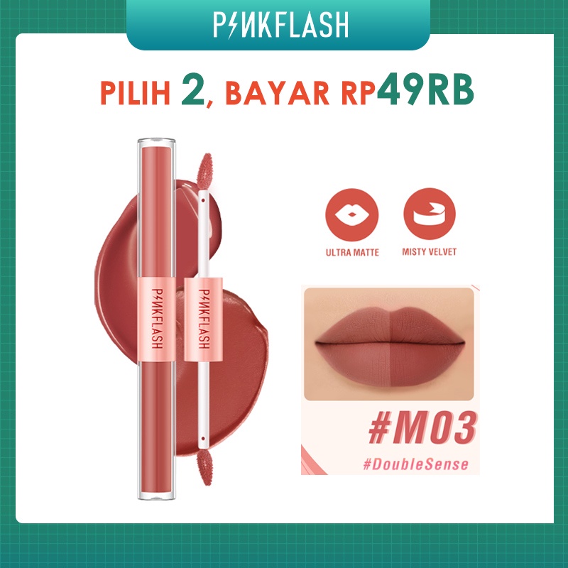 PINKFLASH 2 IN 1 Dual-ended Liquid Lipstick Lightweight High Pigment Matte Lipstick Lipstik