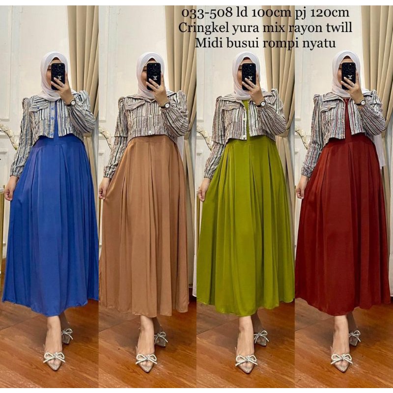 midi dres rayon / midi dres crinkle/ midi dres crinkle Yura rayon twil/ midi dres kekinian/ midi dre