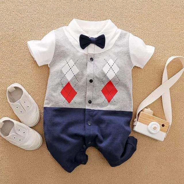 Jumper tuxedo anak lakilaki keren usia 0-2 tahun motif KITE ABU import premium