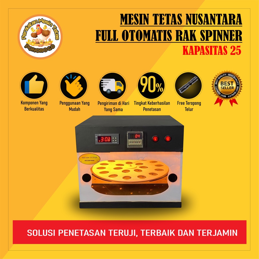 NUSANTARA INCUBATOR Mesin Tetas Telur Full Otomatis Kap.21 Rak Spinner Penetas Telur Otomatis