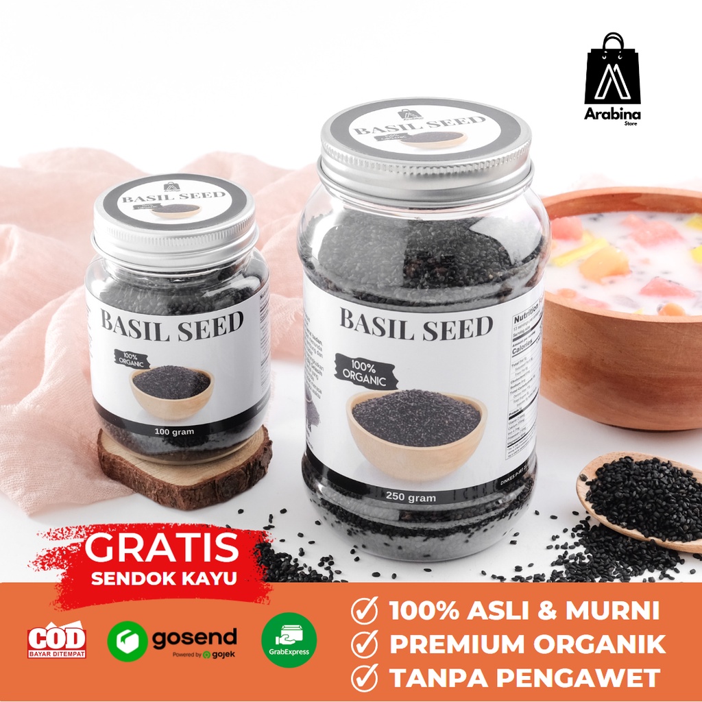 Basil Seed Arabina biji Selasih Menu Diet Organik Non GMO Premium