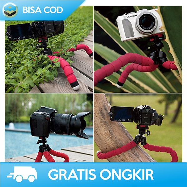 TRIPOD OCTOPUS FLEKSIBEL DAN LENTUR MINI TRIPOD KAMERA HP BY COOLJIER